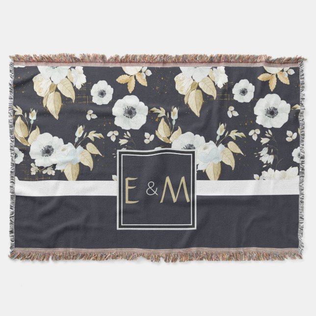 Newlyweds Monogrammed Bröllop Decor ger skrapa Filt (Framsidan)