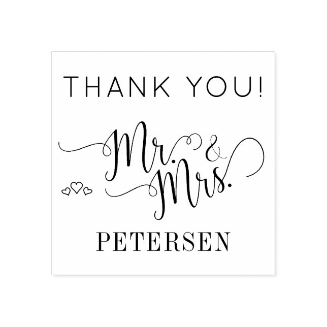 Newlyweds och Namn Bröllop Tack Stämpel (Tryck)