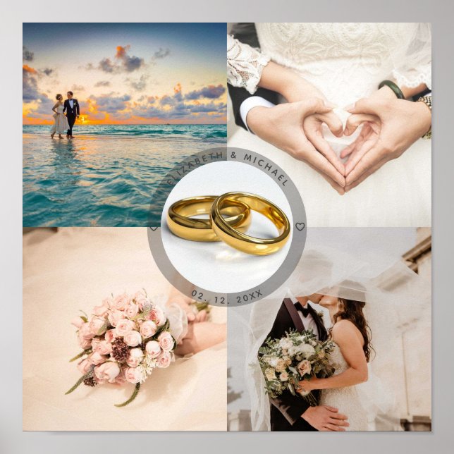 Newlyweds par Bröllop-årsdag Fotokollage Poster (Framsidan)