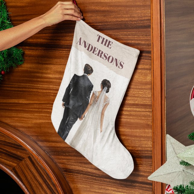 Newlyweds Personalized Photo Christmas Stocking Stor Julstrumpa (Skapare uppladdad)