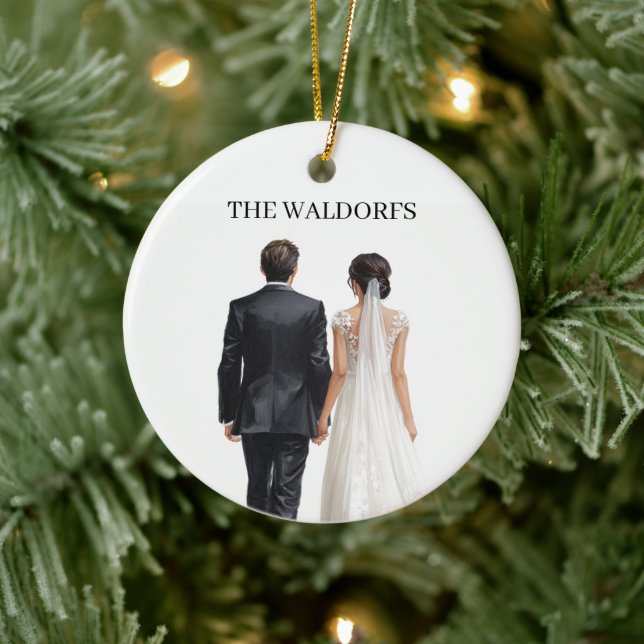 Newlyweds Photo Christmas Ornament  (Träd)