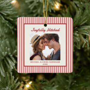 Newlyweds Red Bow Keepsak Första julen, gift Julgransprydnad Keramik