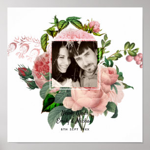 Newlyweds Rosa ros Botaniska Blommigten PHOTO Poster