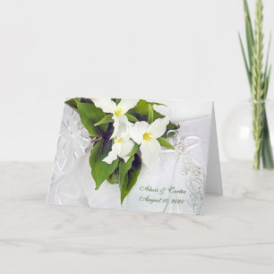Newlyweds-trillium-möhippa bouquet på kuddar kort