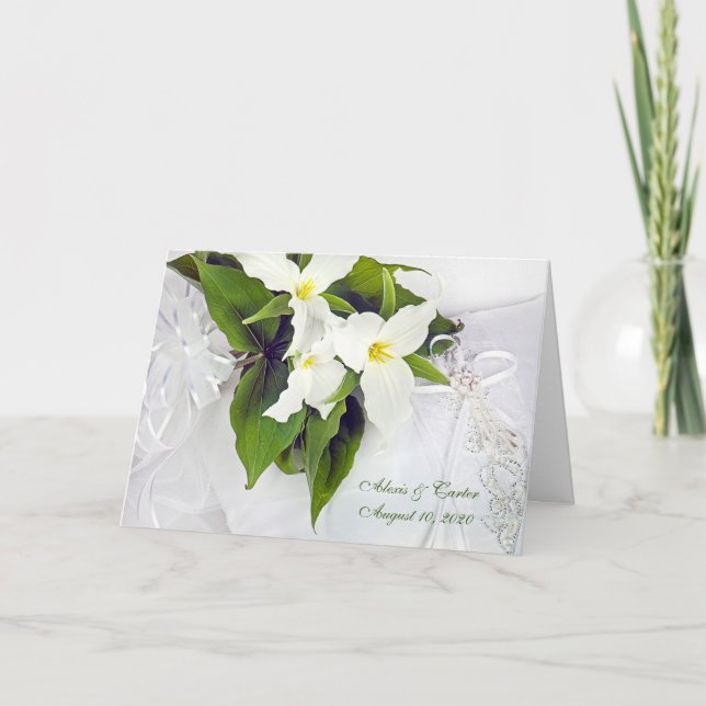 Newlyweds-trillium-möhippa bouquet på kuddar kort (Framsida)