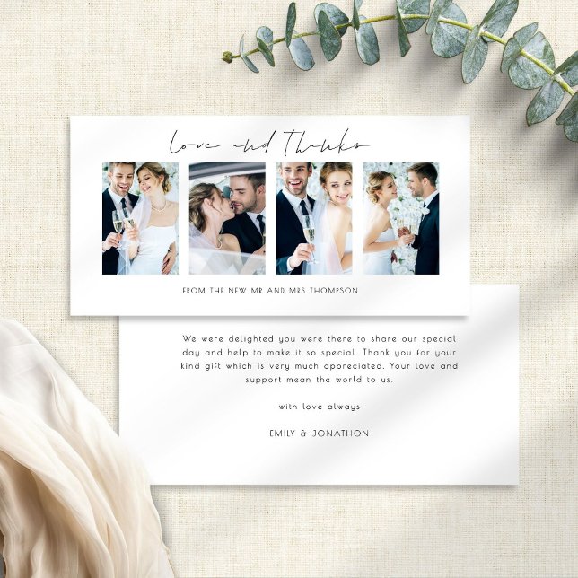 Newlyweets 4 Foton Kärlek och tack för ditt kort (Front and back view)