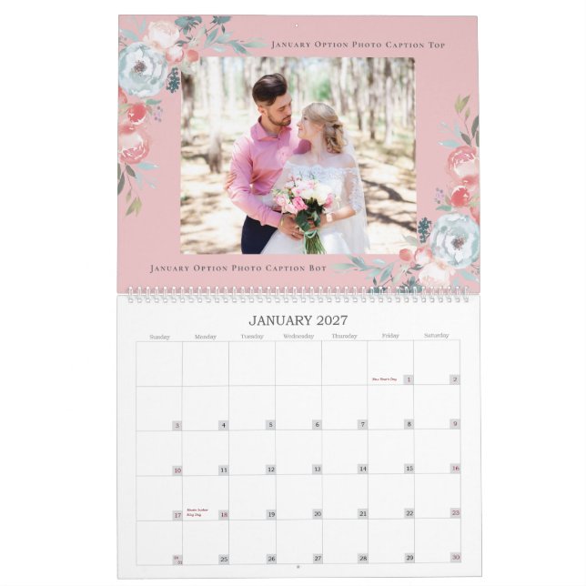 Newlywes första år | Fotografikollage i Bröllop Kalender (Jan 2027)