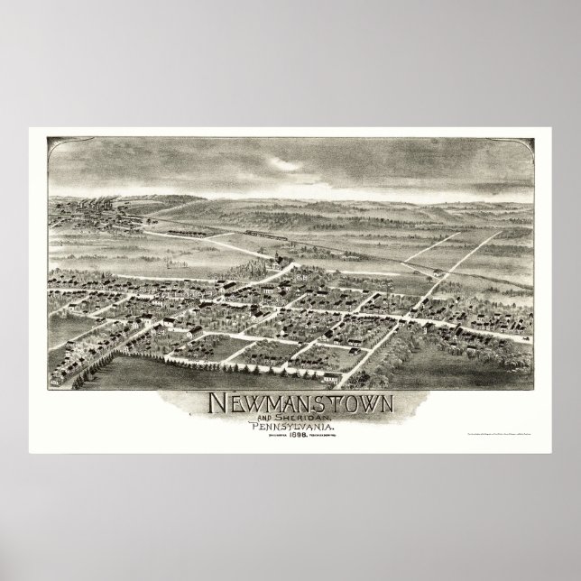 Newmanstown & Sheridan, PA Panoramic Karta - 1898 Poster (Framsidan)