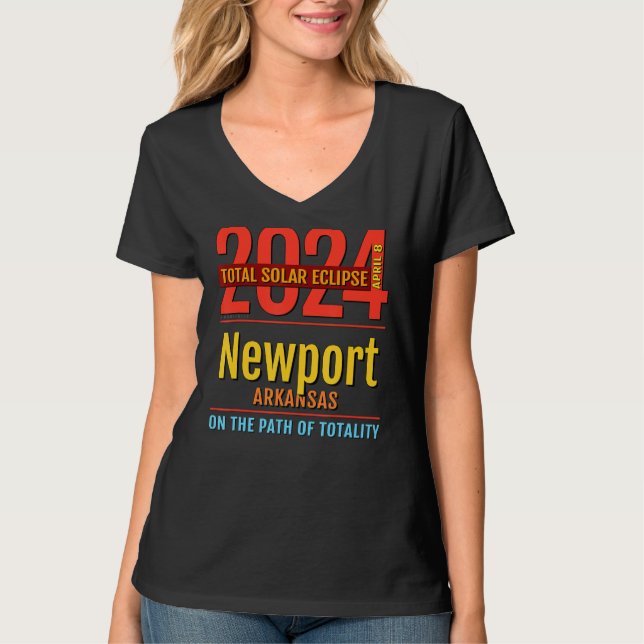 Newport Arkansas AR Total Solar Eclipse 2024  4  T Shirt (Framsida)