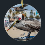 Newport Beach 2, sido round Ceramic Ornament<br><div class="desc">Snygg Newport Beach i södra Kalifornien med Balboa Pier. Den här två sidans prydnadsföremål är vibrerande med olika vyer och gör ett underbart semesterminne.</div>