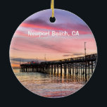 Newport Beach 2, sido round Ceramic Ornament<br><div class="desc">Vackra Newport Beach i södra Kalifornien med Balboa Pier på ena sidan och den gamla träbåten Dory på den andra.</div>