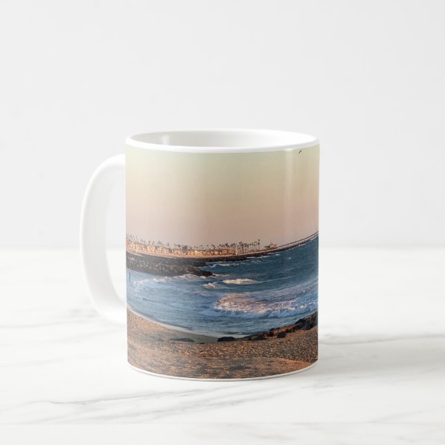 Newport Beach at Sunset, California Kaffemugg (Framsida vänster)