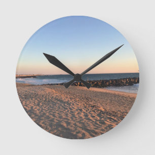 Newport Beach at Sunset, California Rund Klocka