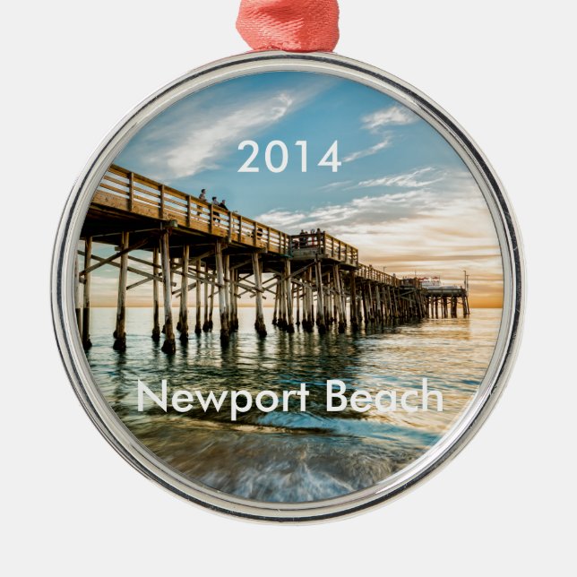 Newport Beach Balboa Pier Julgransprydnad Metall (Framsidan)