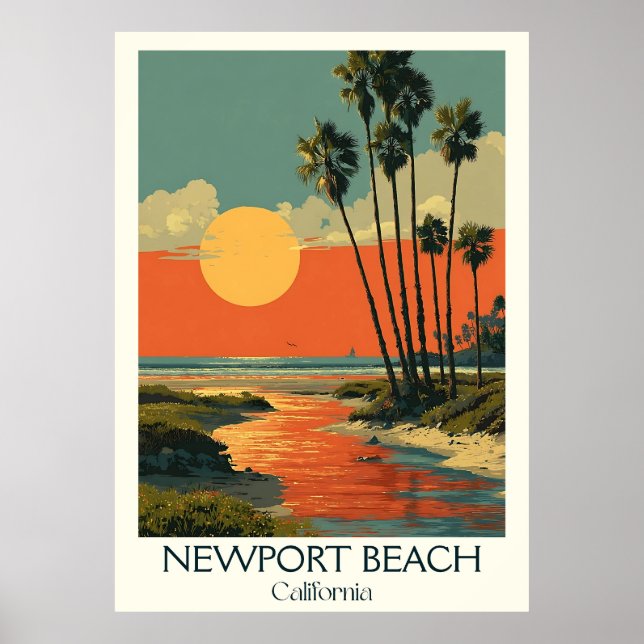 Newport Beach California Art Skriv ut | Upscale Ku Poster (Framsidan)