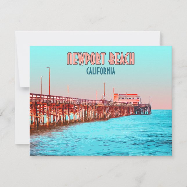 Newport Beach California Balboa Pier-platta kort (Framsida)
