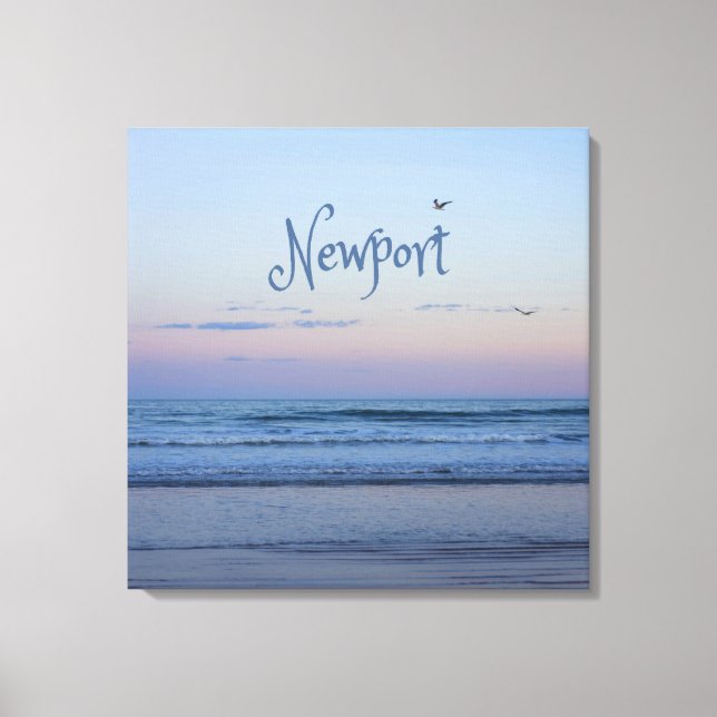 Newport Beach California Ocean Sunrise Blue Canvastryck (Framsida)