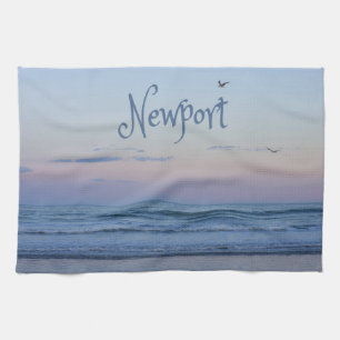 Newport Beach California Ocean Sunrise Blue Kökshandduk