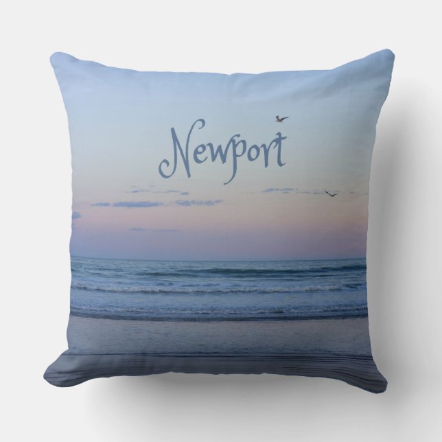 Newport Beach California Ocean Sunrise Blue Kudde (Framsida)