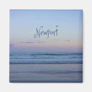 Newport Beach California Ocean Sunrise Blue Magnet