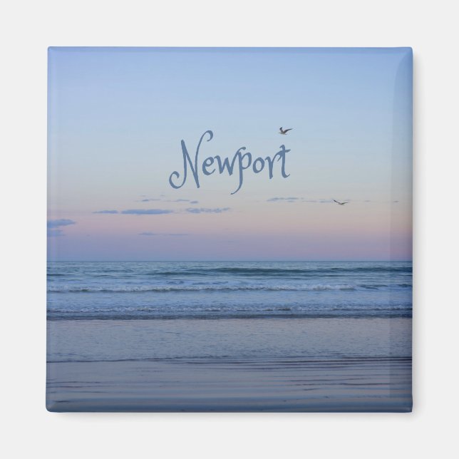 Newport Beach California Ocean Sunrise Blue Magnet (Framsidan)