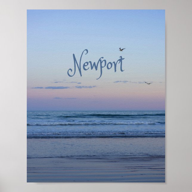 Newport Beach California Ocean Sunrise Blue Poster (Framsidan)