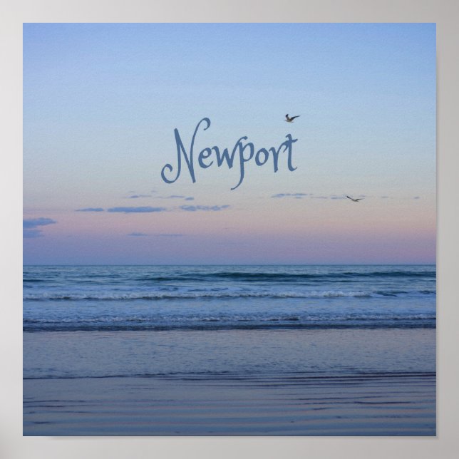 Newport Beach California Ocean Sunrise Blue Poster (Framsidan)