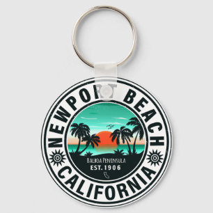 Newport Beach California Retro Sunset Souvenir 80s Nyckelring