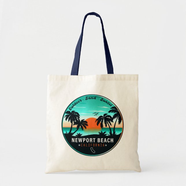 Newport Beach California Retro Sunset Souvenir 80s Tygkasse (Framsidan)