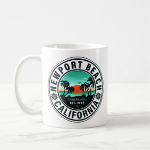 Newport Beach California Retro Sunset Vacation 80s Kaffemugg
