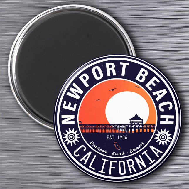 Newport Beach California Retro Sunset Vacation 80s Magnet (Skapare uppladdad)