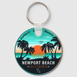 Newport Beach California Retro Sunset Vacation 80s Nyckelring