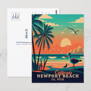 Newport Beach California Sunset Souvenirs 1950-tal Vykort