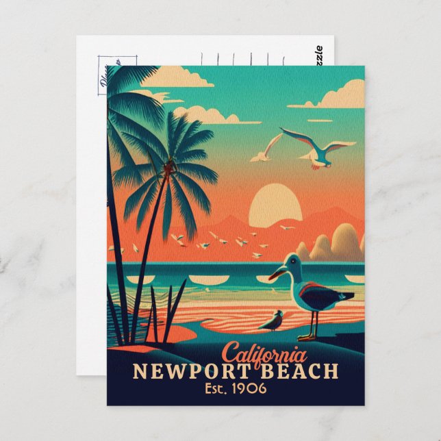 Newport Beach California Sunset Souvenirs 1950-tal Vykort (Fram/baksida)