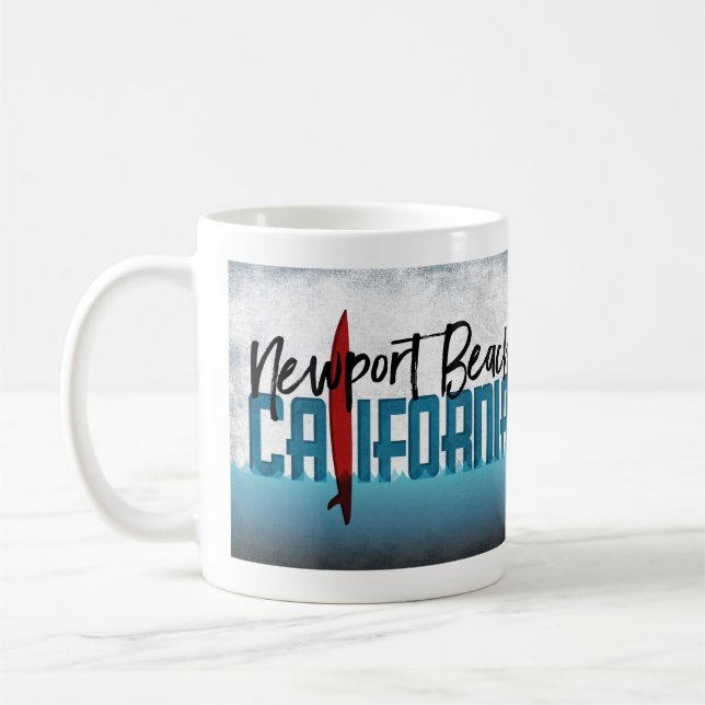 Newport Beach California Surfboard Surfing Kaffemugg (Vänster)
