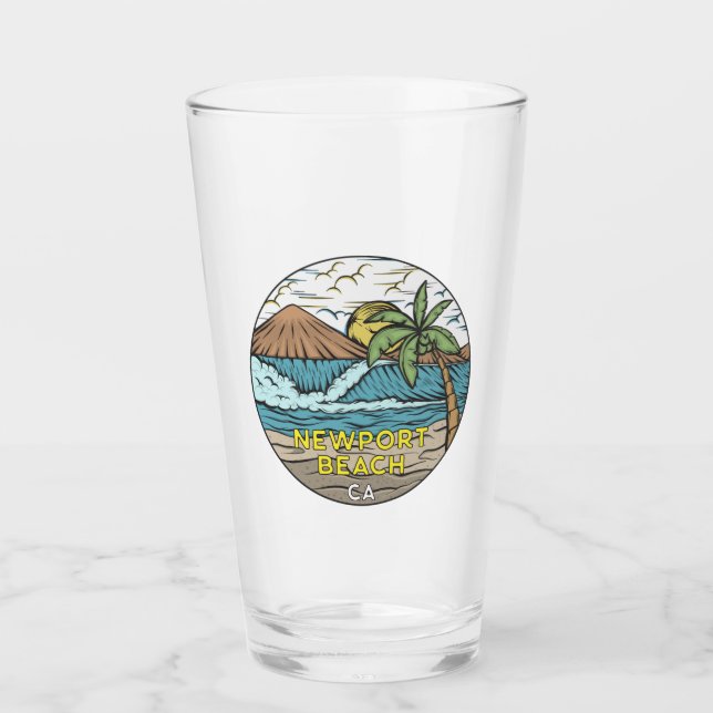 Newport Beach California Vintage Glaskopp (Framsida)