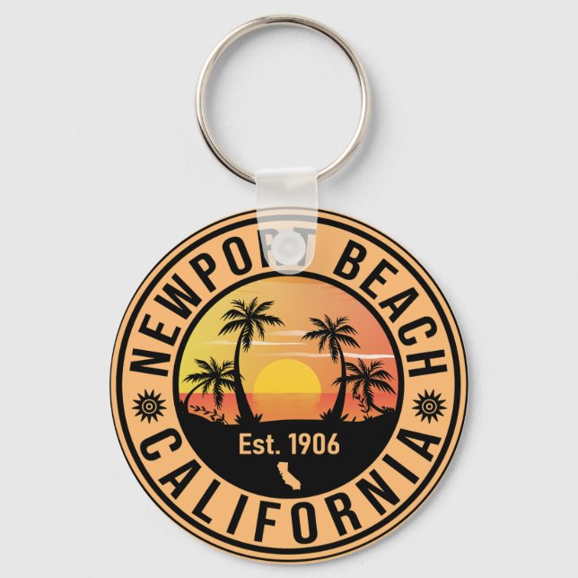 Newport Beach California Vintage Souvenirs Nyckelring (Framsida)