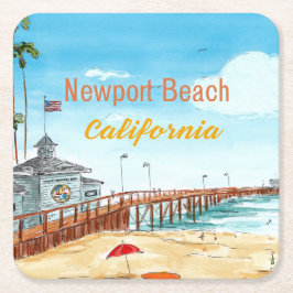 Newport Beach Kalifornien Coaster Underlägg Papper Kvadrat