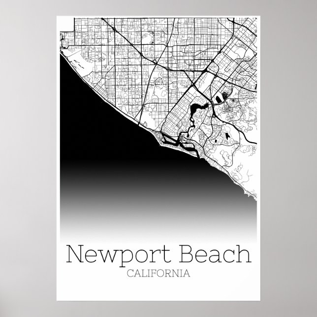 Newport Beach Karta - Kalifornien - City Karta Pos Poster (Framsidan)