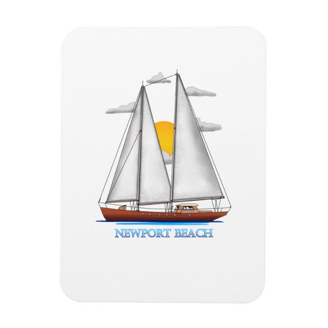 Newport Beach Nautical Sailing Sailor Magnet (Vertikal)