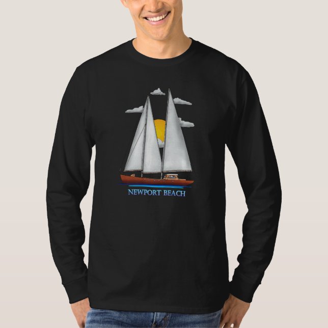 Newport Beach Nautical Sailing Sailor T Shirt (Framsida)