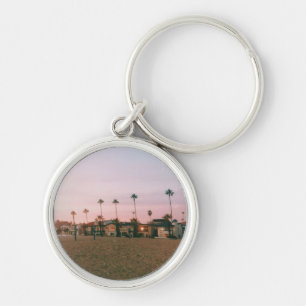 Newport Beach Pastel Sunset Rund Silverfärgad Nyckelring