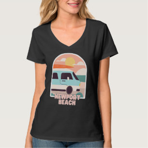 Newport Beach Retro Pastel Färg Sol & Surfing Va T Shirt