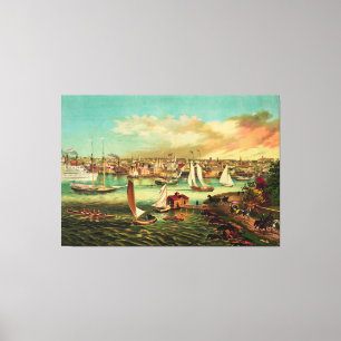Newport Beach, Rhode island (1876) Canvastryck
