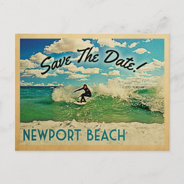 Newport Beach Spara datumet Kaliforniens surfing Meddelande Vykort (Framsida)