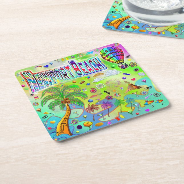 Newport Beach Tidlös Melodi Kudd Underlägg Papper Kvadrat (Vinklad)