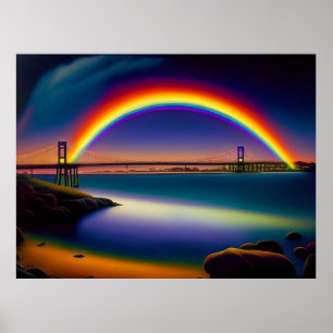 Newport Bridge, sommarnatt, regnbåge Poster
