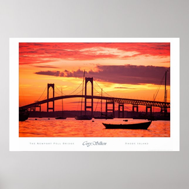 Newport Bridge vid Sunset Poster (Framsidan)