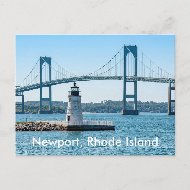 Newport Harbor Lighthouse Bridge Rhode Island RI   Vykort (Framsida)