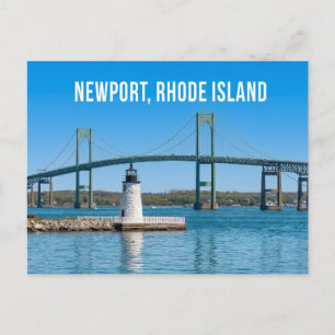 Newport Harbor Lighthouse Bridge Rhode Island RI Vykort